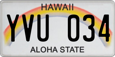 HI license plate YVU034