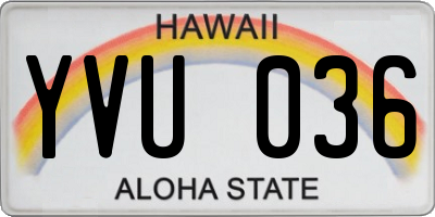 HI license plate YVU036