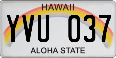 HI license plate YVU037