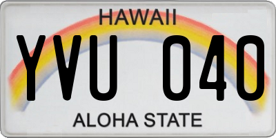 HI license plate YVU040