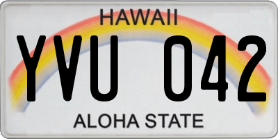 HI license plate YVU042