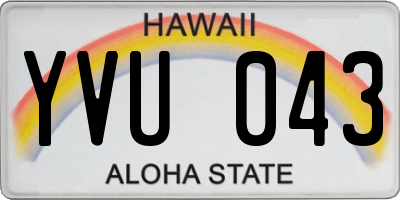 HI license plate YVU043