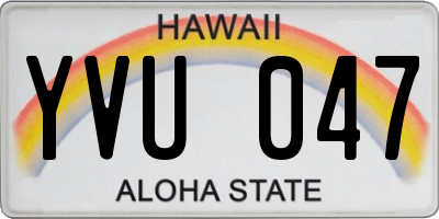 HI license plate YVU047