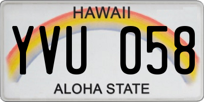 HI license plate YVU058