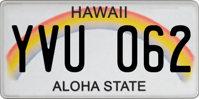 HI license plate YVU062