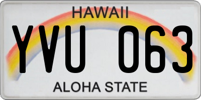 HI license plate YVU063