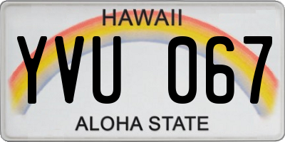 HI license plate YVU067