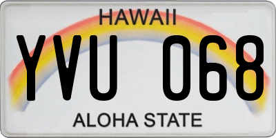 HI license plate YVU068