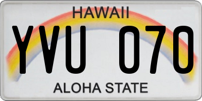 HI license plate YVU070