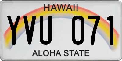 HI license plate YVU071