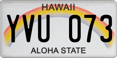 HI license plate YVU073