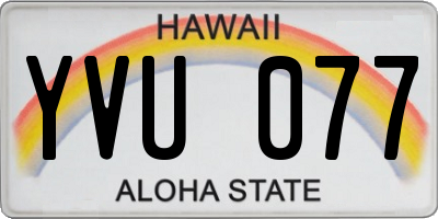 HI license plate YVU077