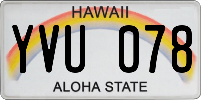 HI license plate YVU078