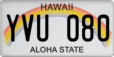 HI license plate YVU080