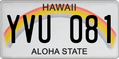 HI license plate YVU081