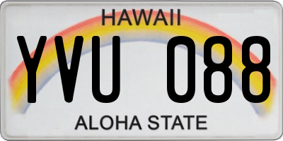 HI license plate YVU088