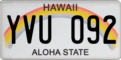 HI license plate YVU092