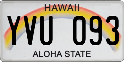 HI license plate YVU093