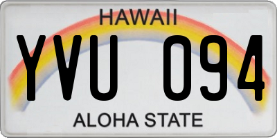 HI license plate YVU094