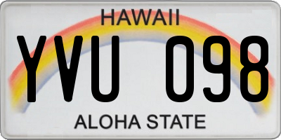 HI license plate YVU098