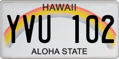 HI license plate YVU102