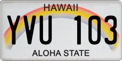 HI license plate YVU103