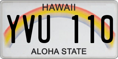 HI license plate YVU110