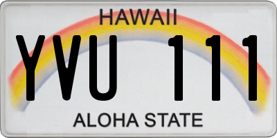 HI license plate YVU111