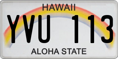 HI license plate YVU113