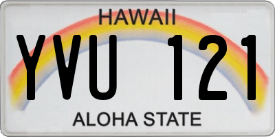 HI license plate YVU121