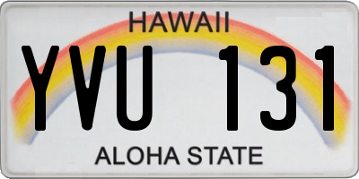 HI license plate YVU131