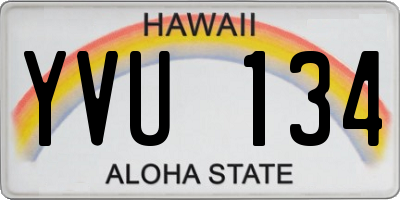 HI license plate YVU134