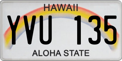 HI license plate YVU135