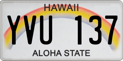 HI license plate YVU137