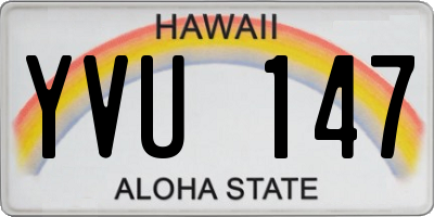 HI license plate YVU147