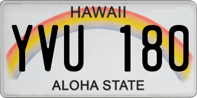 HI license plate YVU180