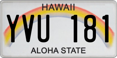 HI license plate YVU181