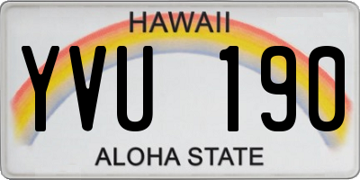 HI license plate YVU190