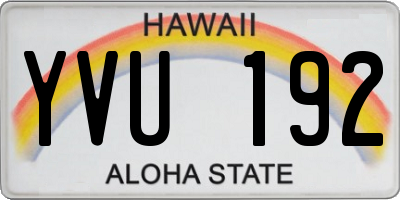 HI license plate YVU192