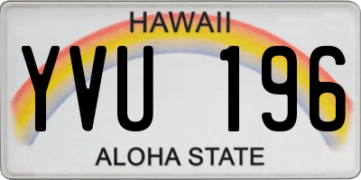 HI license plate YVU196