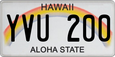 HI license plate YVU200
