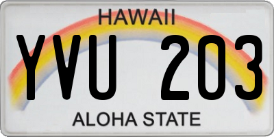 HI license plate YVU203