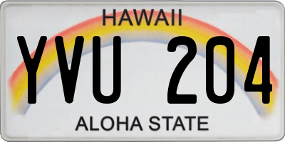 HI license plate YVU204