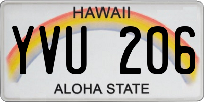 HI license plate YVU206