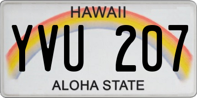 HI license plate YVU207