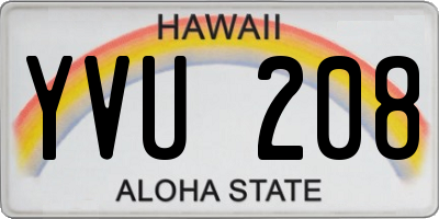 HI license plate YVU208
