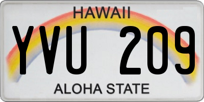 HI license plate YVU209