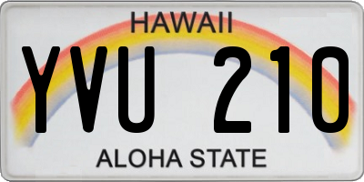HI license plate YVU210
