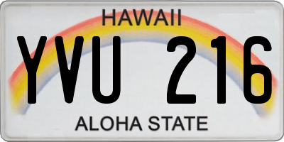 HI license plate YVU216