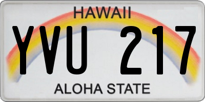 HI license plate YVU217